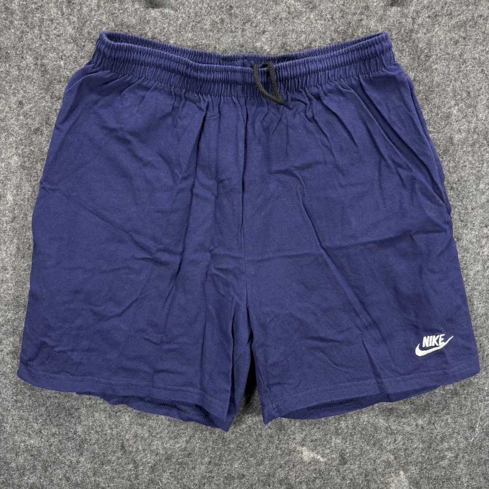 Vintage Nike Cotton Shorts Mens Medium USA Navy Blue Pockets Drawstring 90s